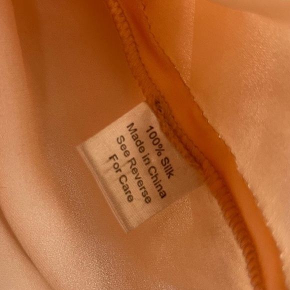 Parker Peach Orange Silk Wrap Front Peplum Long Sleeve S - Picture 6 of 6